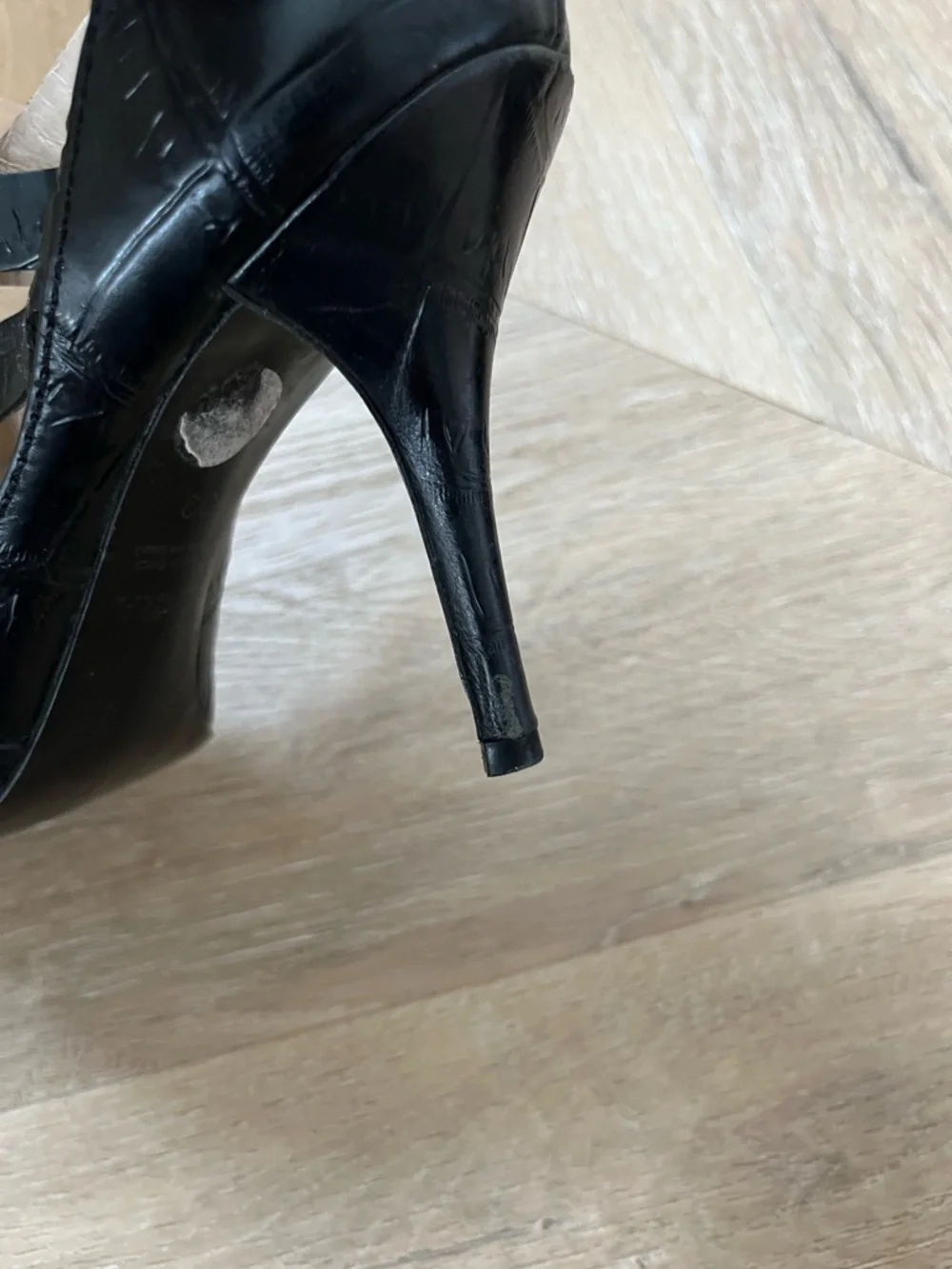 Zara Black Croc-Embossed Strappy High Heel Sandals - Picture 7 of 7